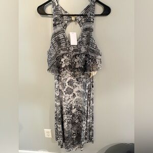 Elegant Black and White Floral Dress